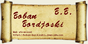 Boban Borđoški vizit kartica